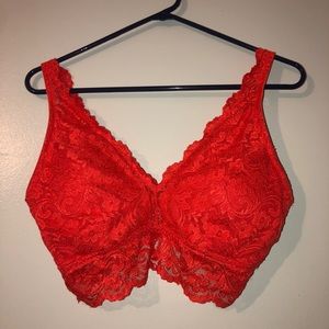 size large red lace bralette